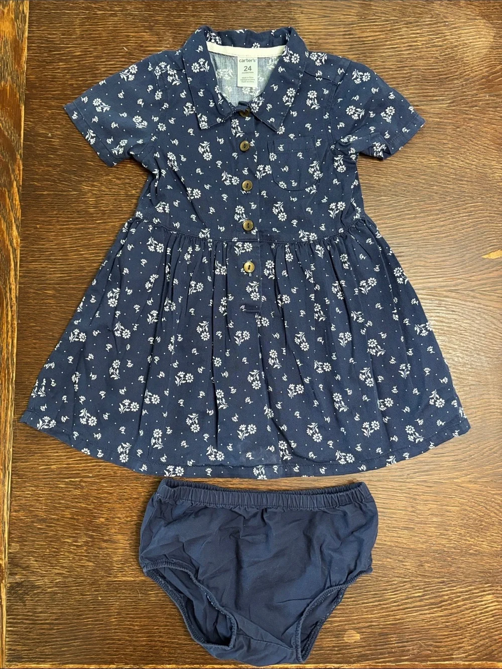 Carter's 5-Piece Set Floral & Denim Dresses Bloomers & Cardigan Baby Girl 24 mo
